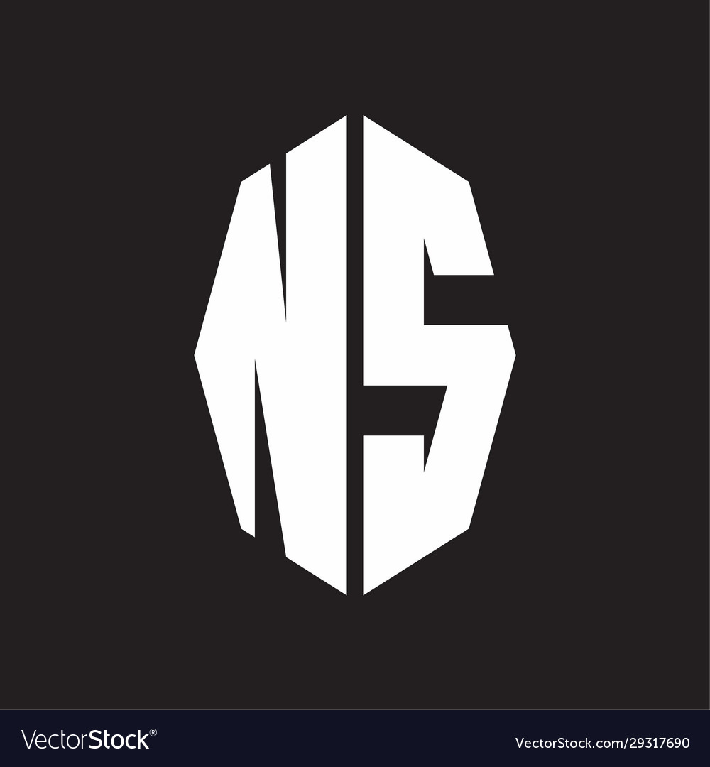 Ns logo monogram with octagonal ribbon style