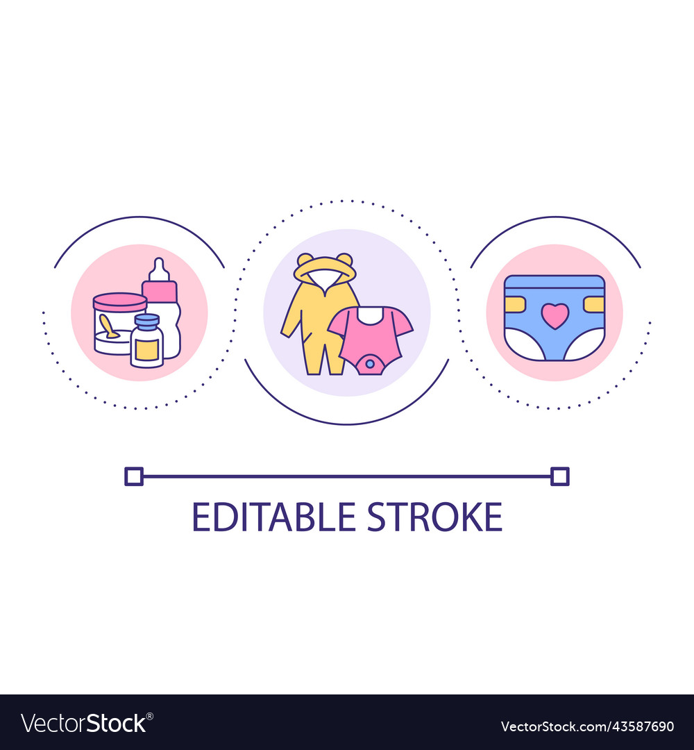 Purchasing baby essentials loop concept icon