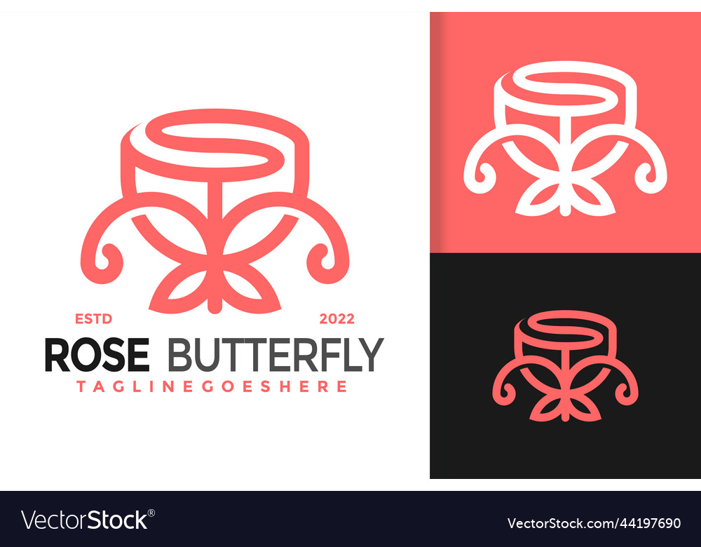 S letter rose butterfly logo design brand