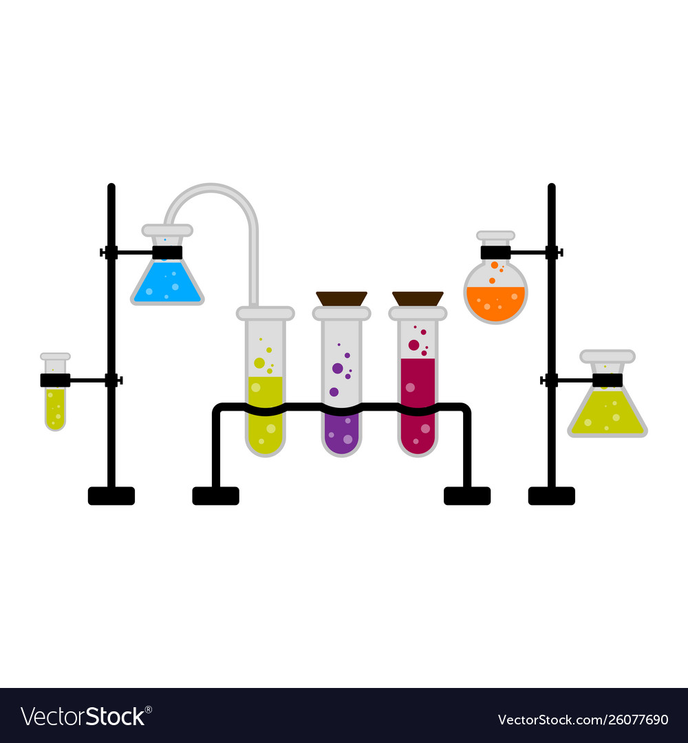 Science experiment with different flasks