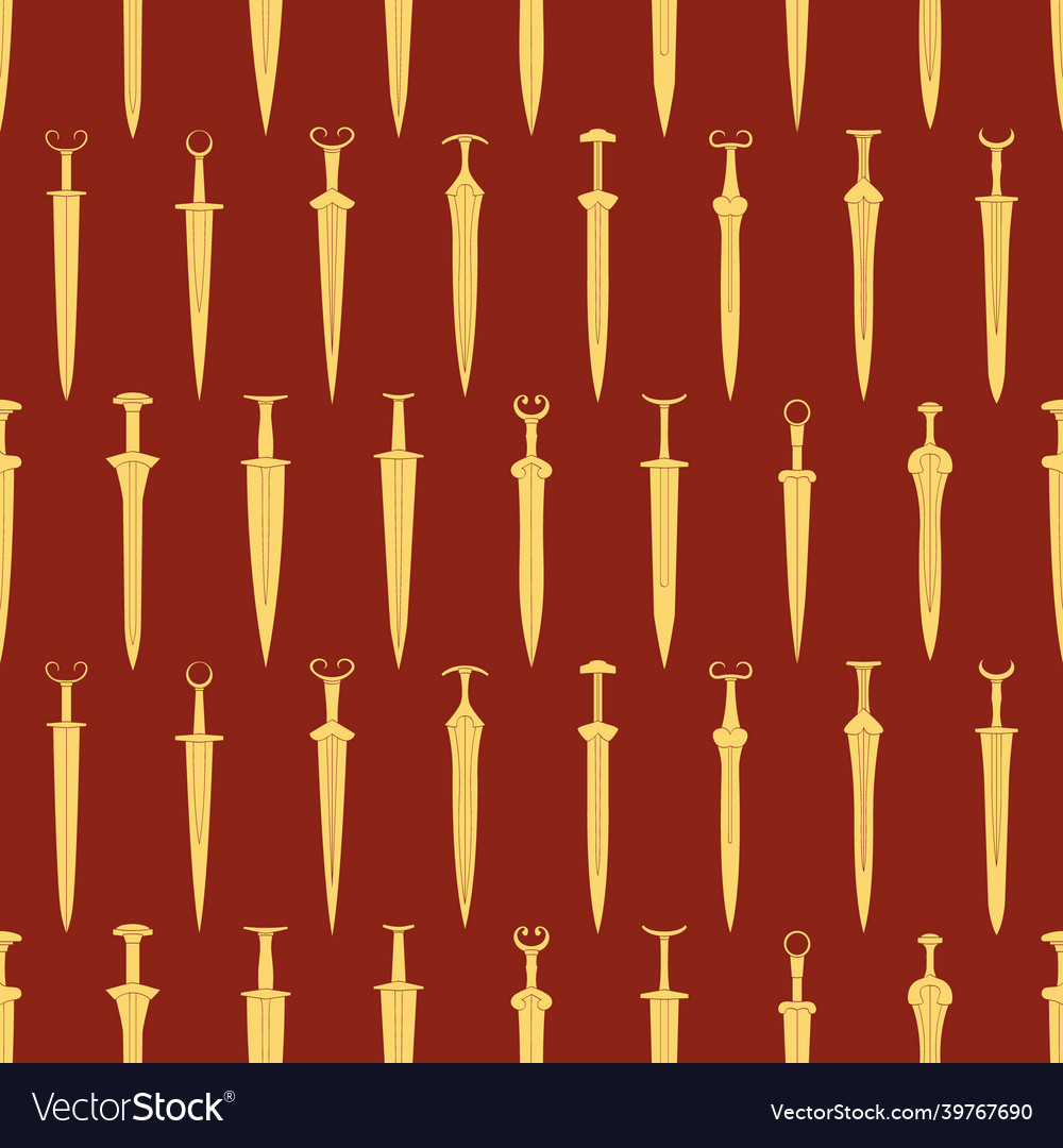 Seamless pattern with ancient swords
