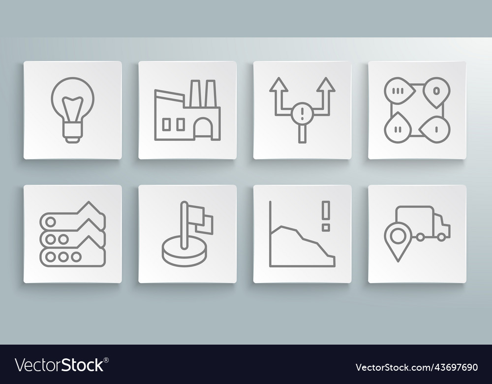 Set line graph chart diagram factory flag vector image Set line graph chart diagram factory flag