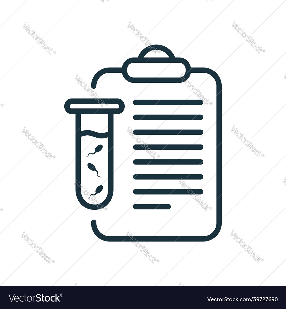 Sperm test result on clipboard line icon vector image Sperm test result on clipboard line icon