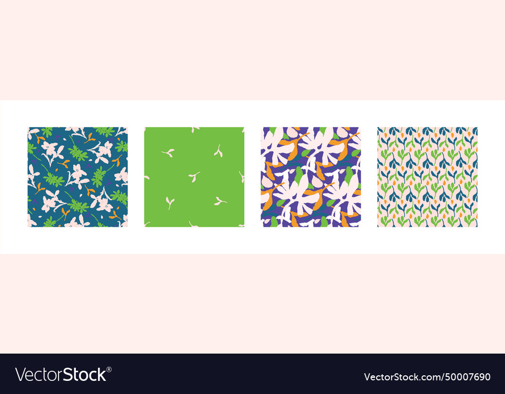 Trendy floral pattern set with organic Vector Image Trendy floral pattern set with organic