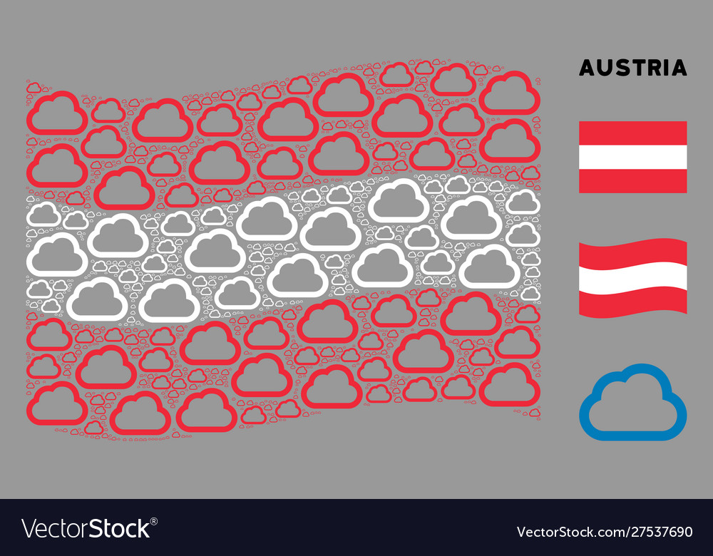 Waving austrian flag pattern cloud items vector image Waving austrian flag pattern cloud items