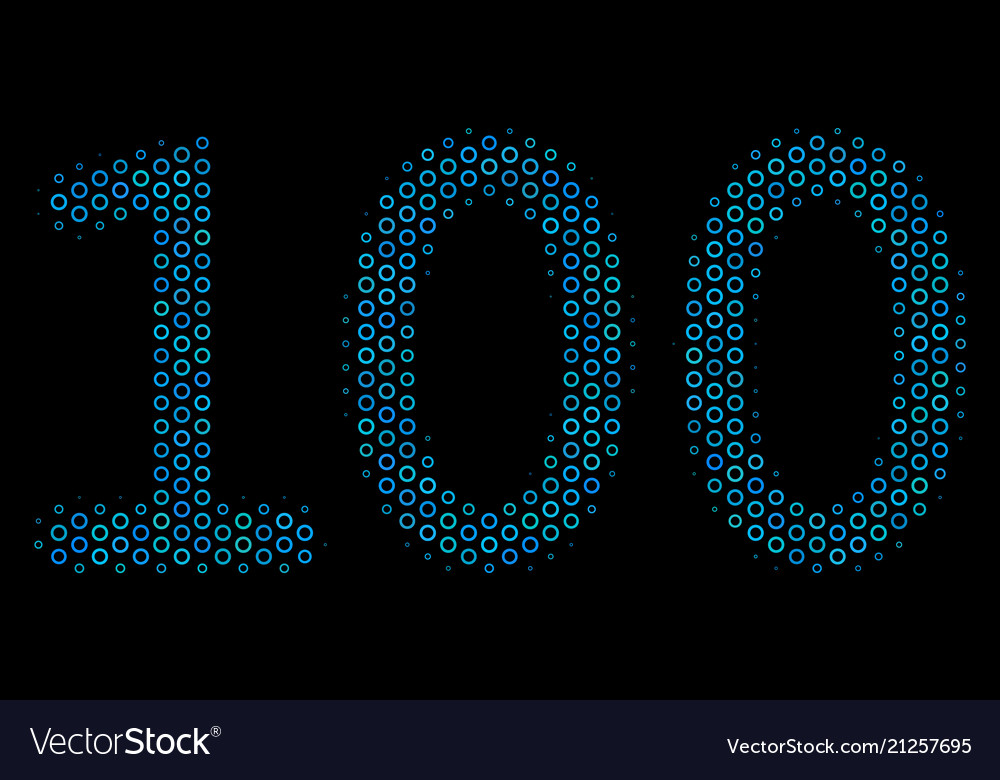 100 text composition icon of halftone circles vector image 100 text composition icon of halftone circles