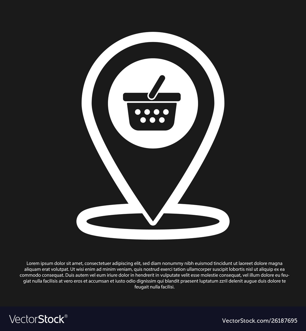 Black map pointer with shopping basket icon
