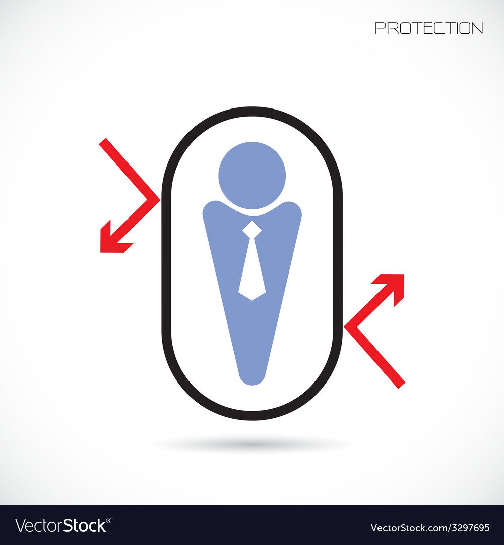 Businessman and protection sign