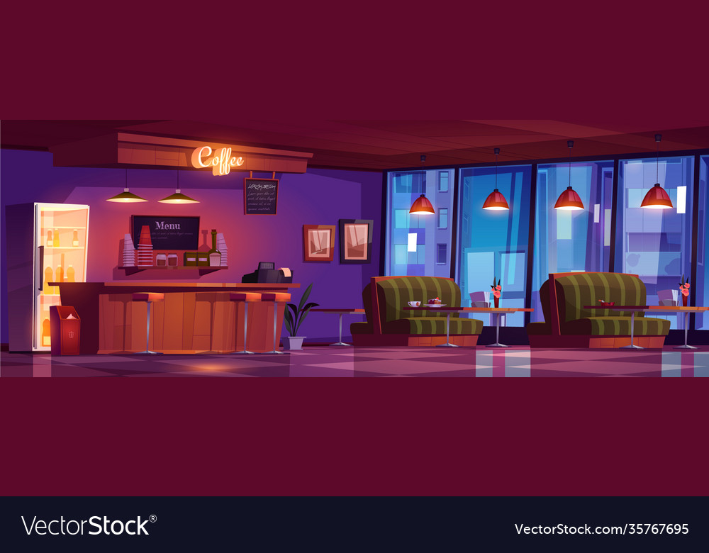 Coffee shop interior with counter sofa and table Vector Image