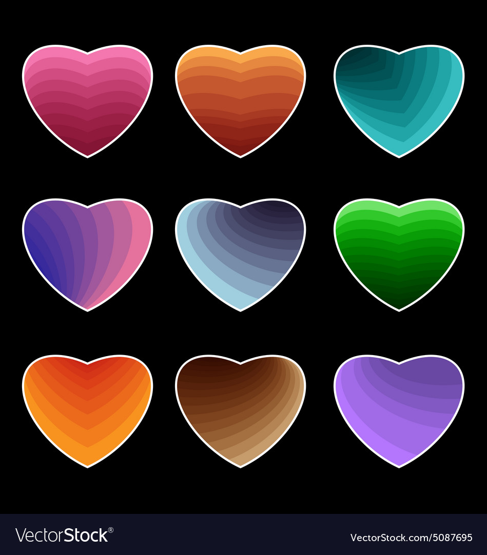 Colorful hearts set