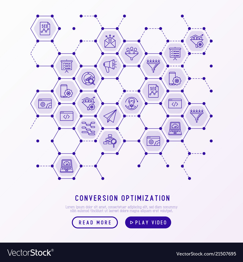 Conversion optimization concept in honeycombs vector image Conversion optimization concept in honeycombs
