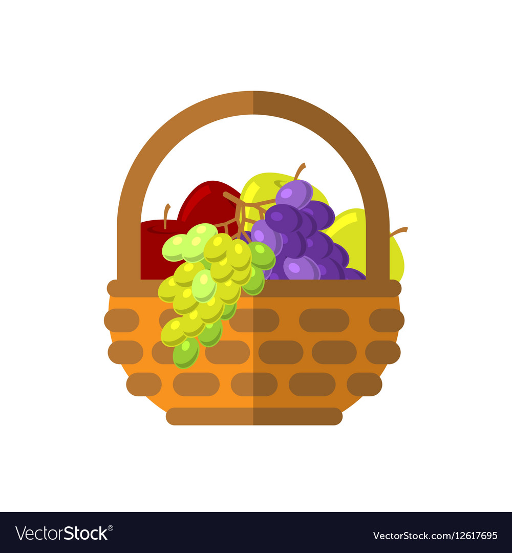 Fruits and vegetables in wicker basket