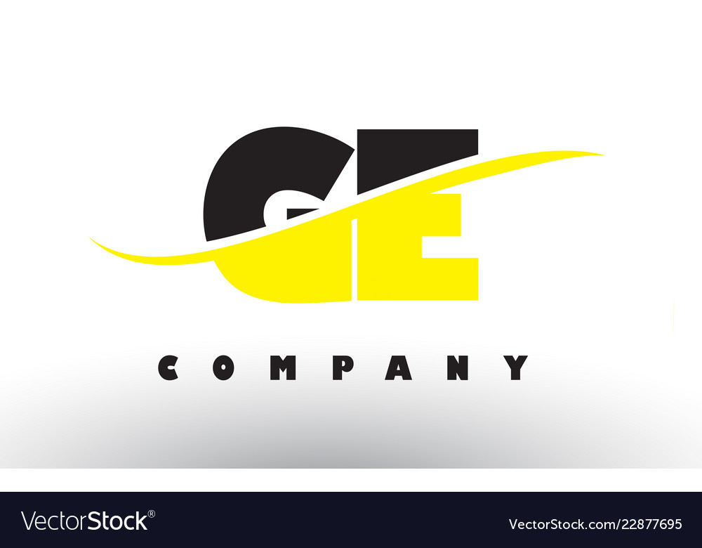 Ge g e black and yellow letter logo with swoosh