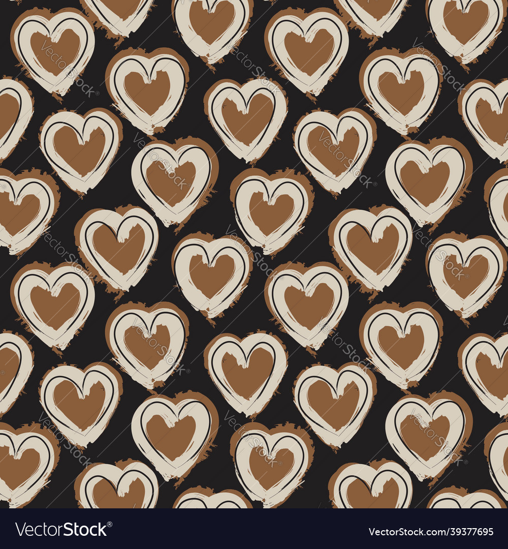 Heart shaped brush stroke seamless pattern Vector Image