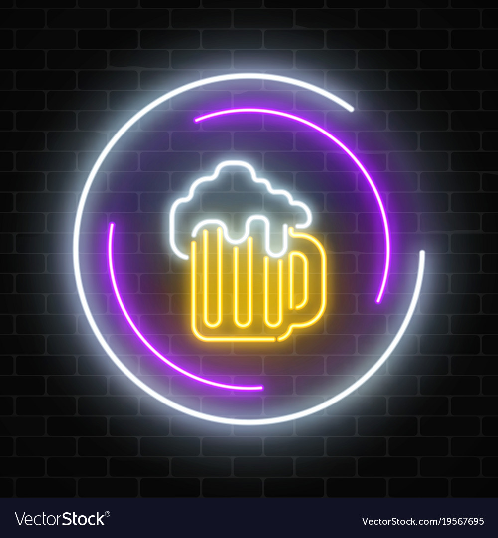 neon beer mug