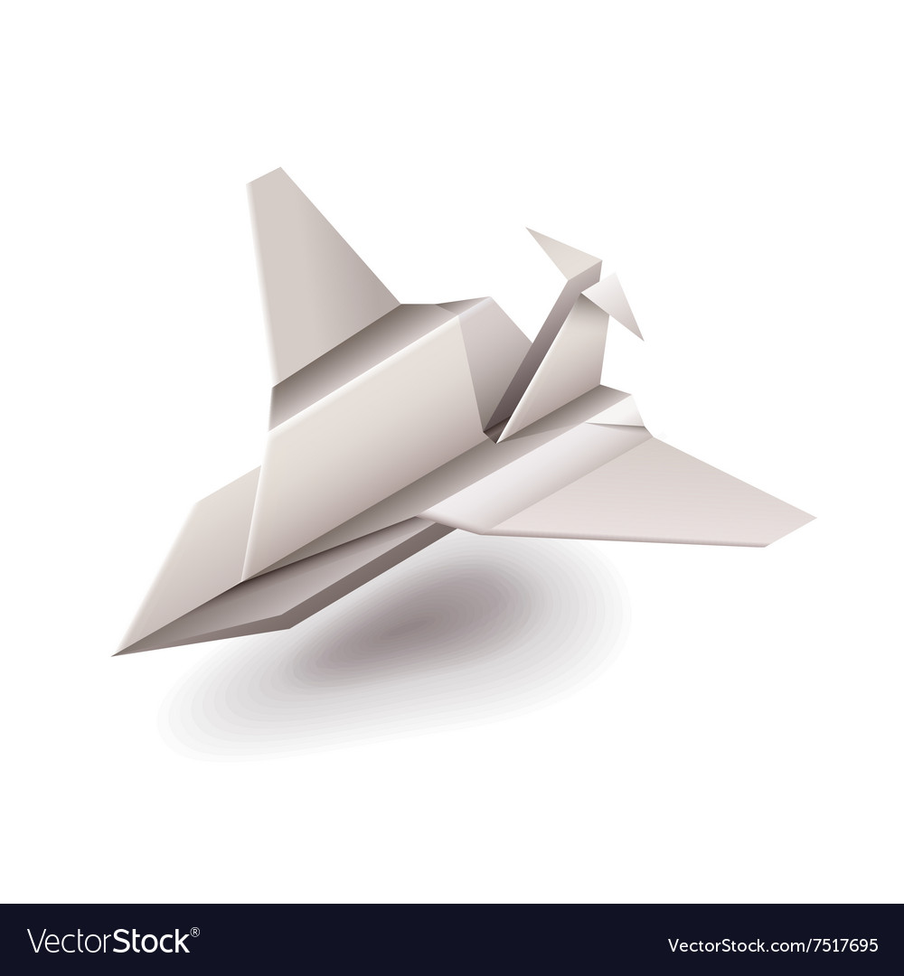 Origami plane isolated on white