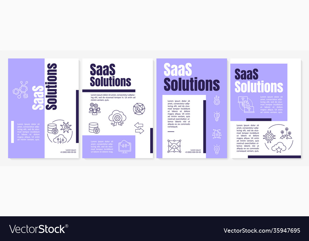 Saas solutions brochure template Royalty Free Vector Image