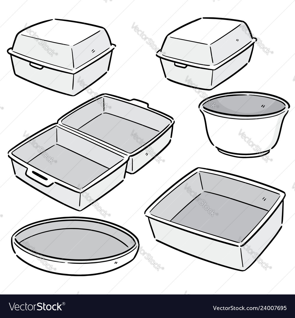Set of foam container vector image Set of foam container