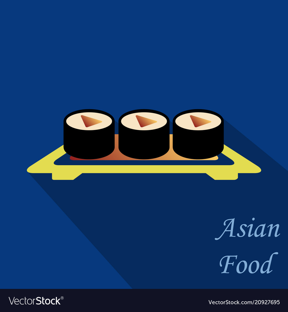 Sushi icon in a flat style with shadow