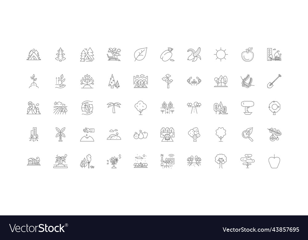 Trees concept linear icons line vector image Trees concept linear icons line