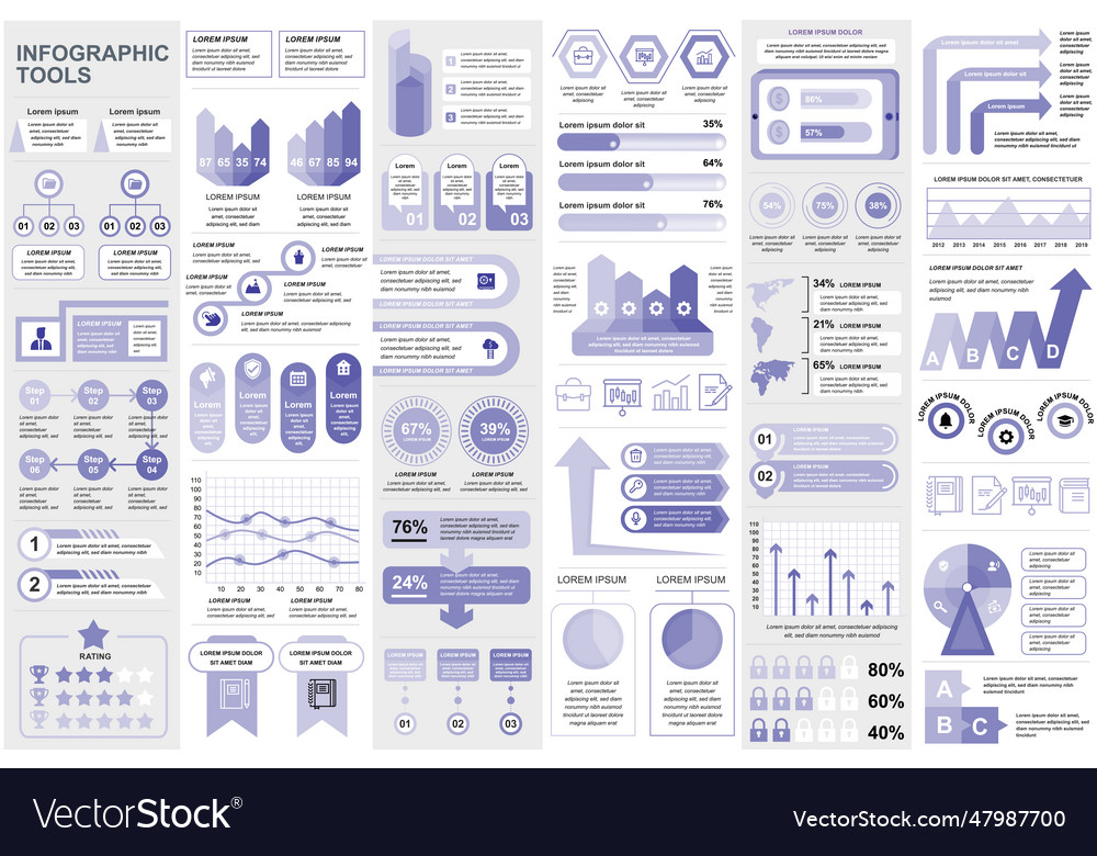 Bundle infographic elements data visualization