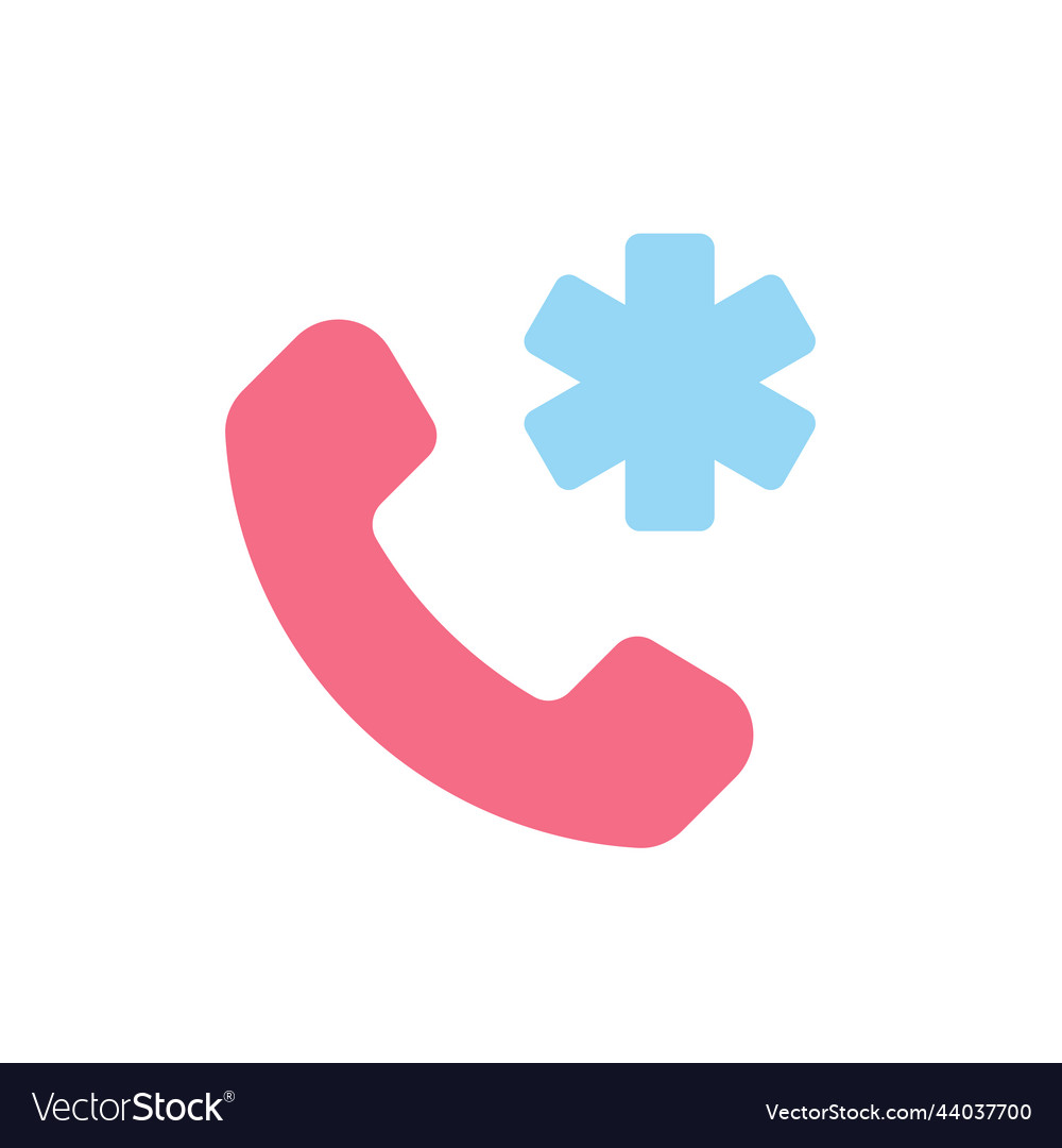 Calling emergency flat color ui icon vector image Calling emergency flat color ui icon