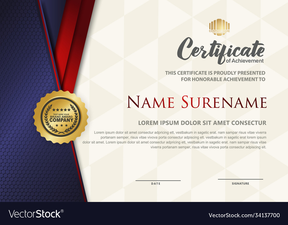 Certificate template with luxury patterndiploma Vector Image