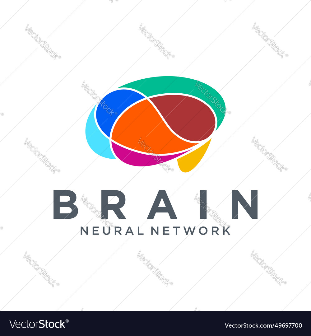 Creative Brain Color Logo Genius Smart Symbol Vector Image