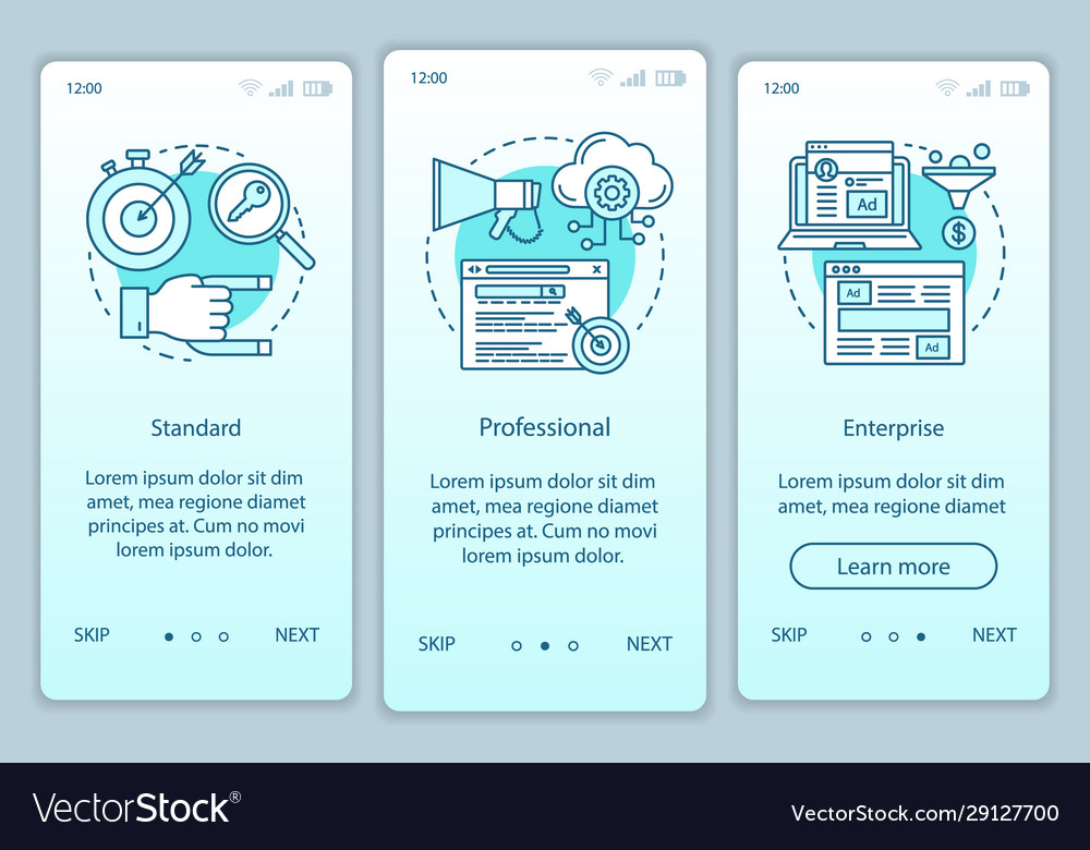 Crm subscription onboarding mobile app page vector image Crm subscription onboarding mobile app page