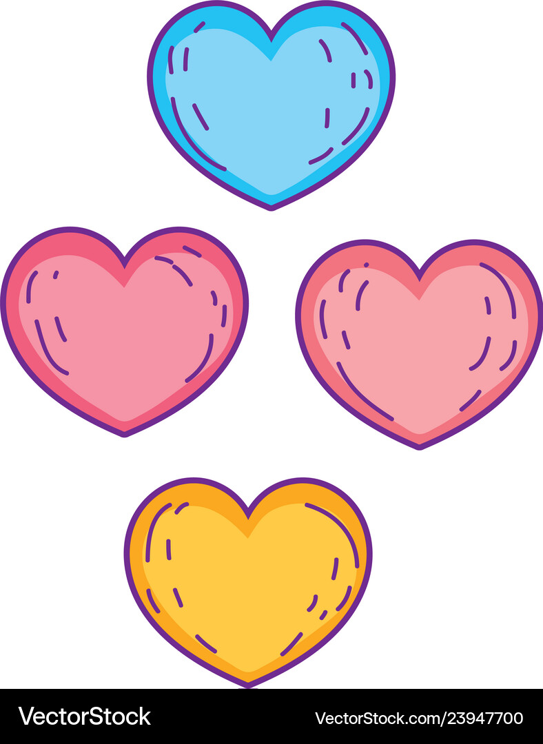 Cute hearts floating pastel colors Royalty Free Vector Image