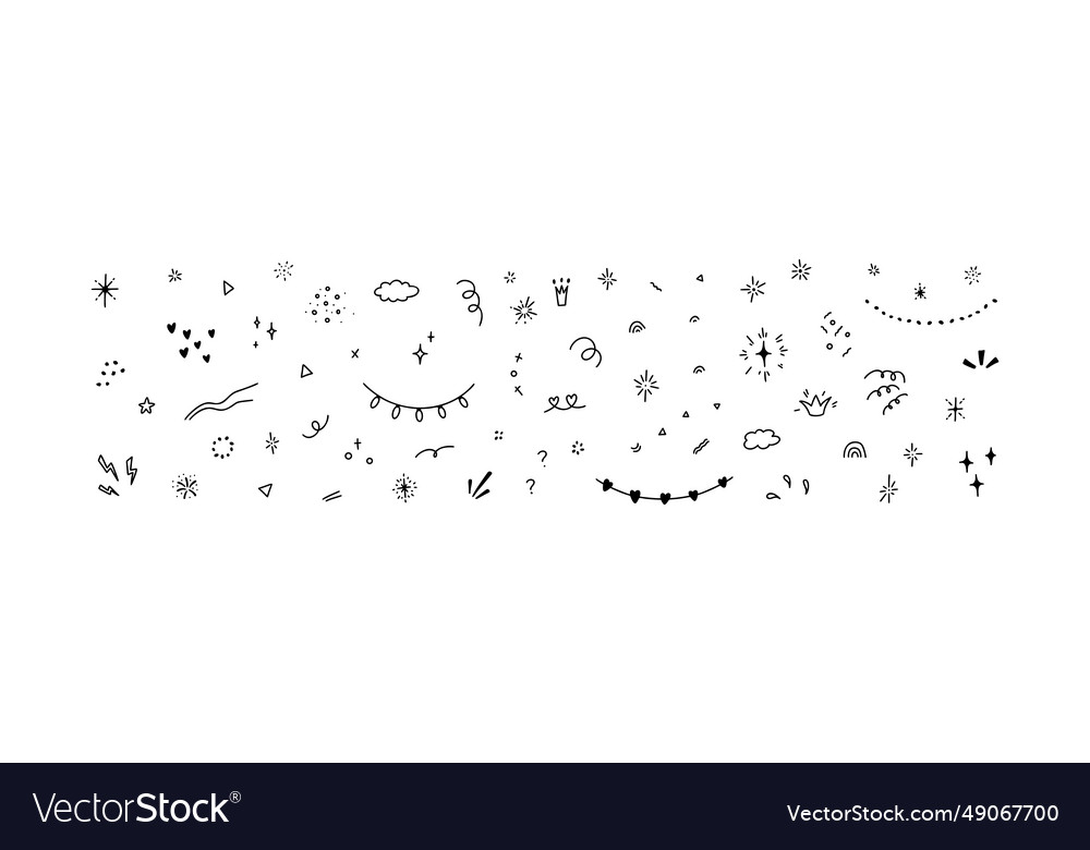 Cute outline doodle hand drawn elements kids vector image Cute outline doodle hand drawn elements kids