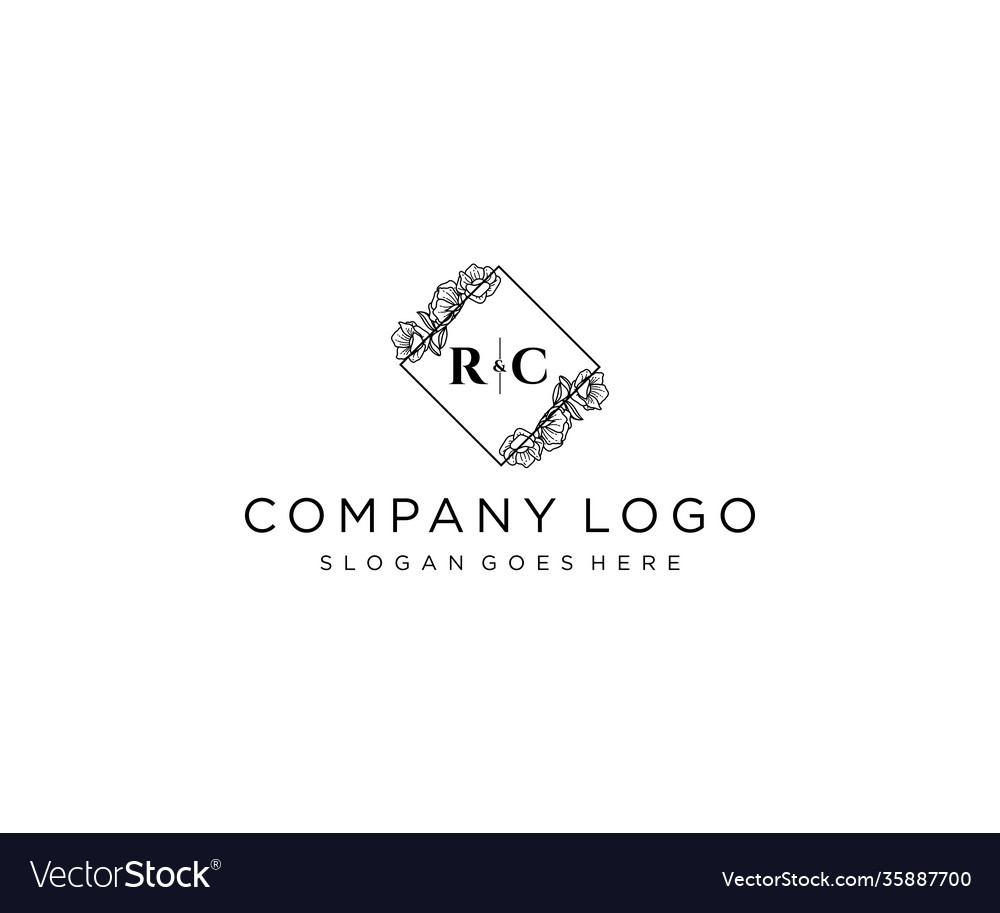 Initial rc letters botanical feminine logo