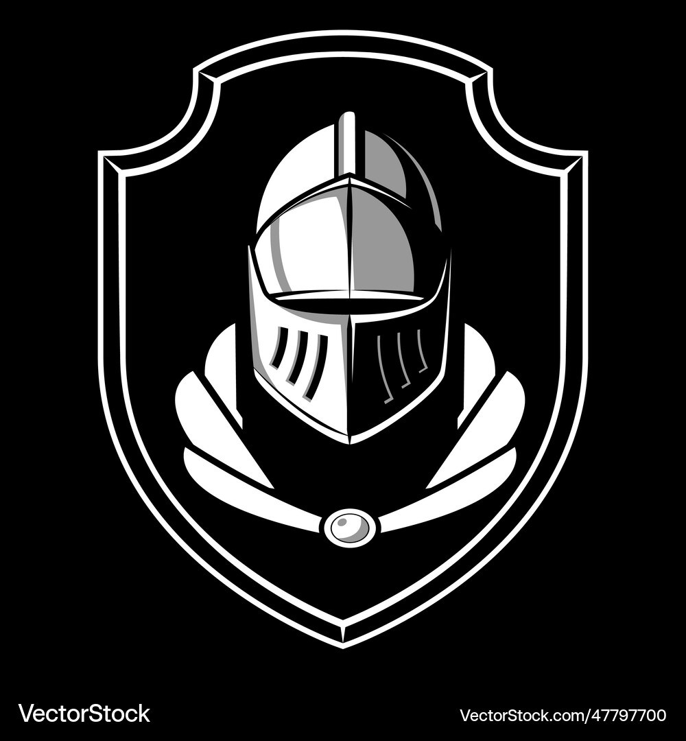 Knight head logo black and white Royalty Free Vector Image