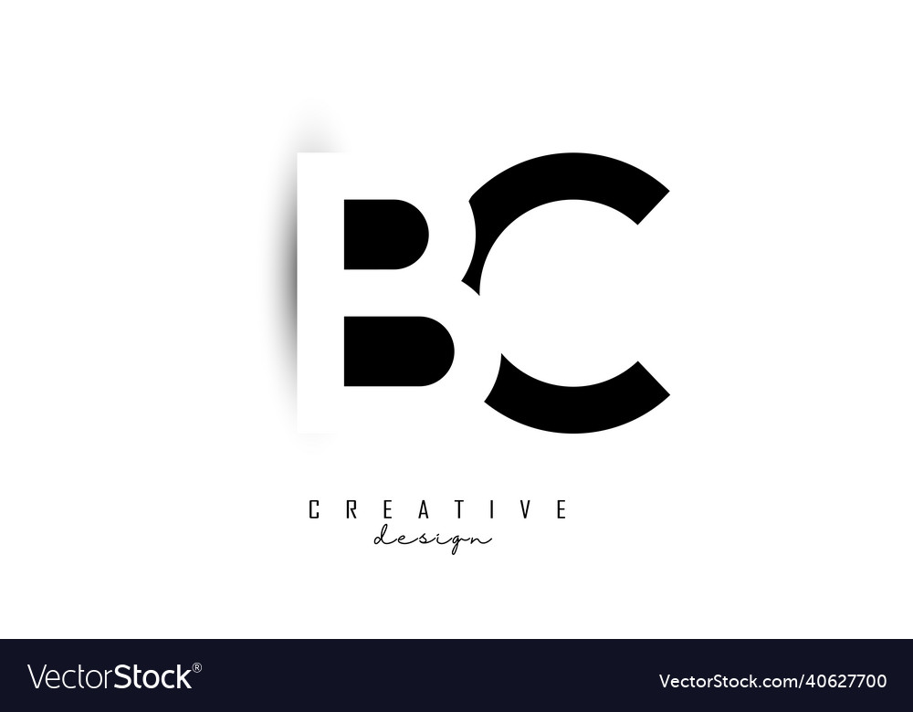 Letters Bc Logo With Black And White Negative Vector Image