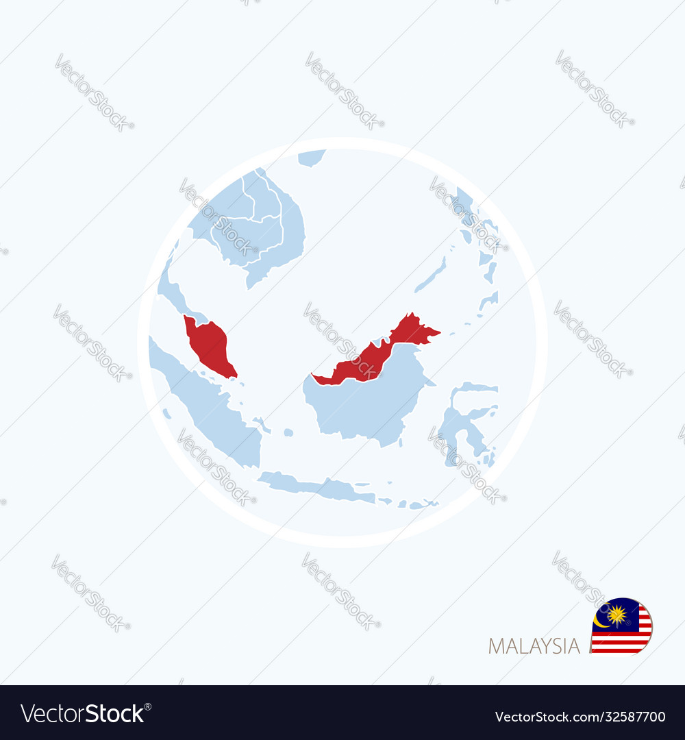 Malaysia In Map Of Asia Map Icon Malaysia Blue Asia Royalty Free Vector Image