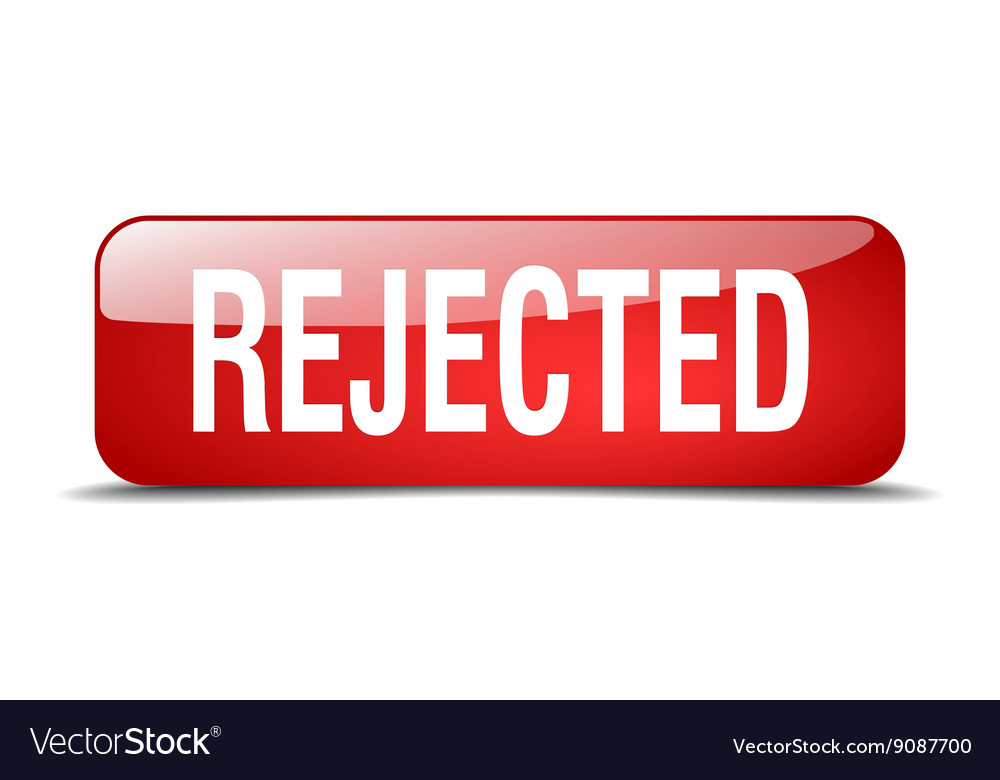 Rejected red square 3d realistic isolated web