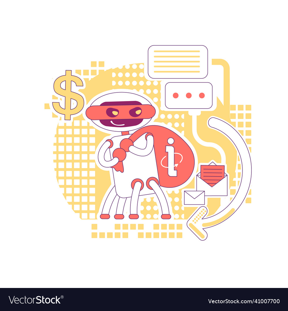 Scraper bot thin line concept stealing website vector image Scraper bot thin line concept stealing website