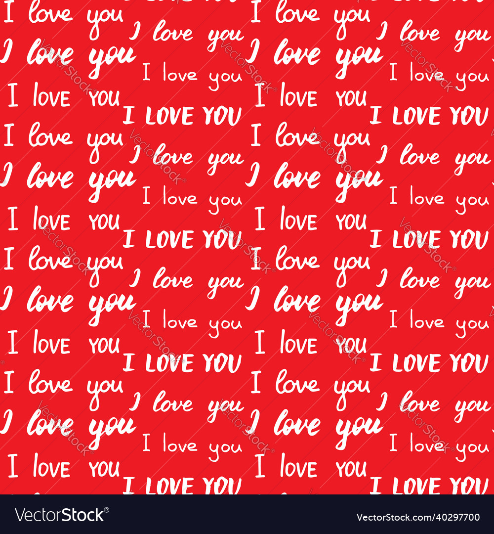 Seamless pattern with different types of i love