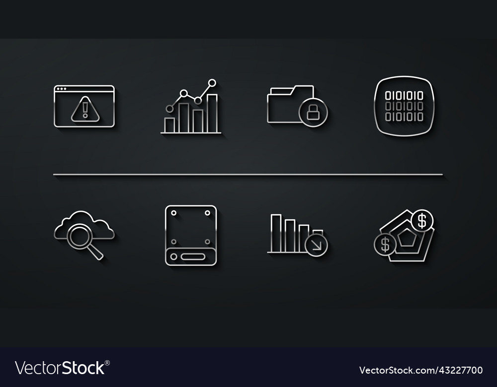 Set line browser with exclamation mark search vector image Set line browser with exclamation mark search