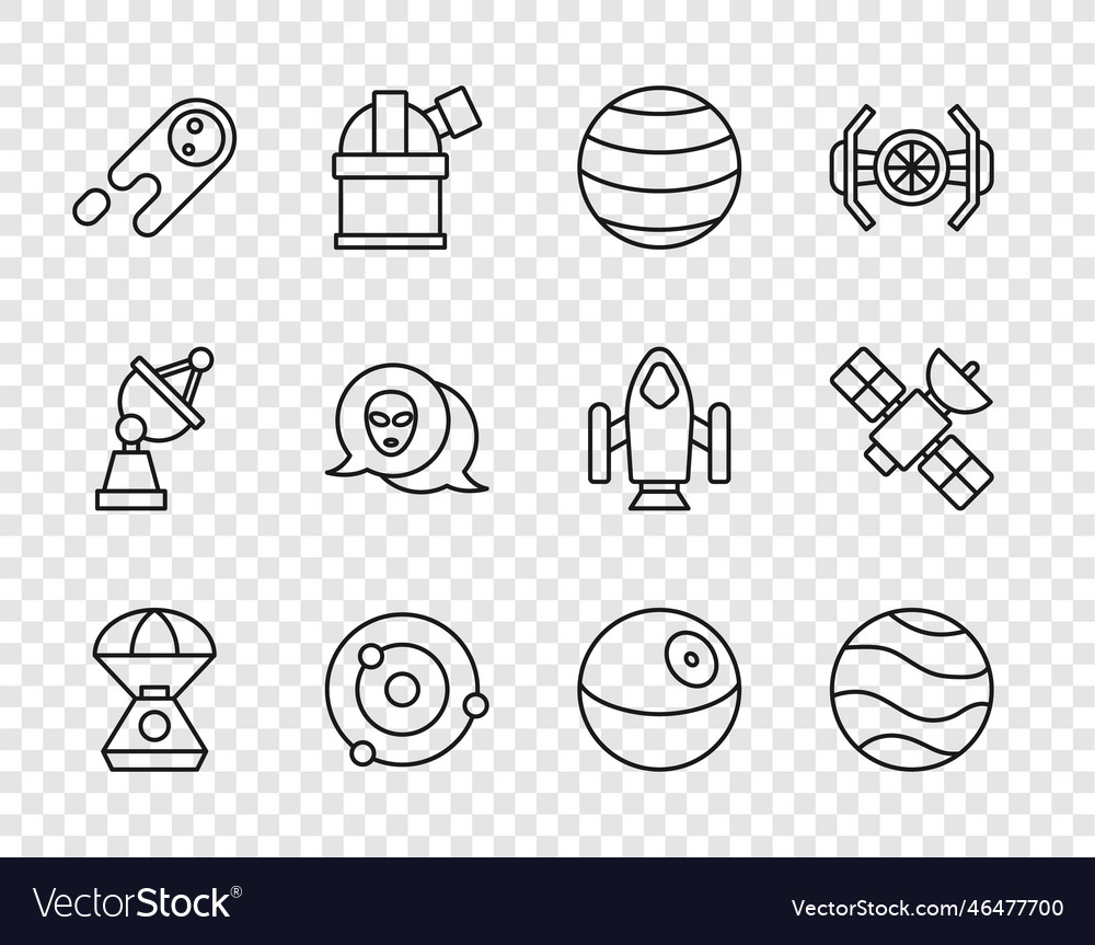 Set line space capsule planet solar system