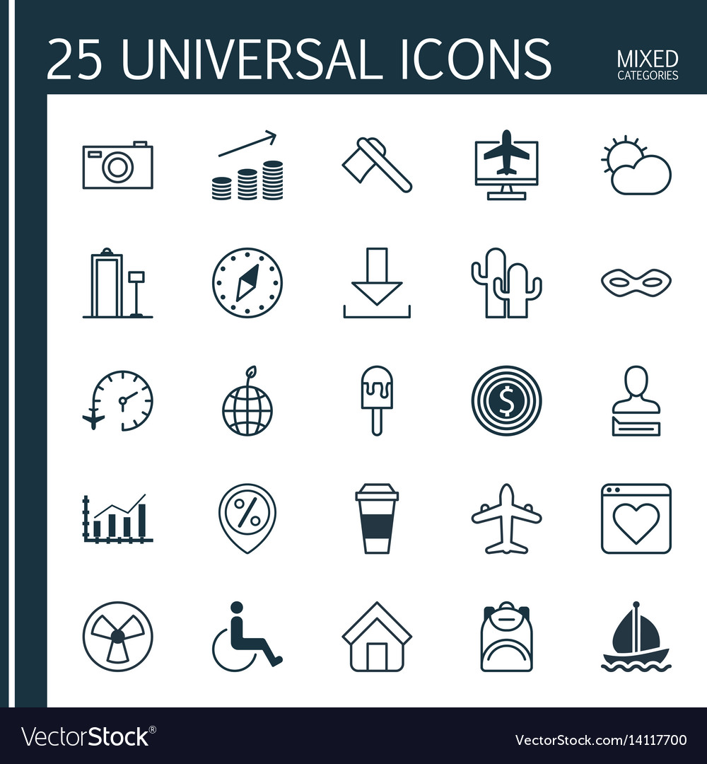 Set of 25 universal editable icons can be used