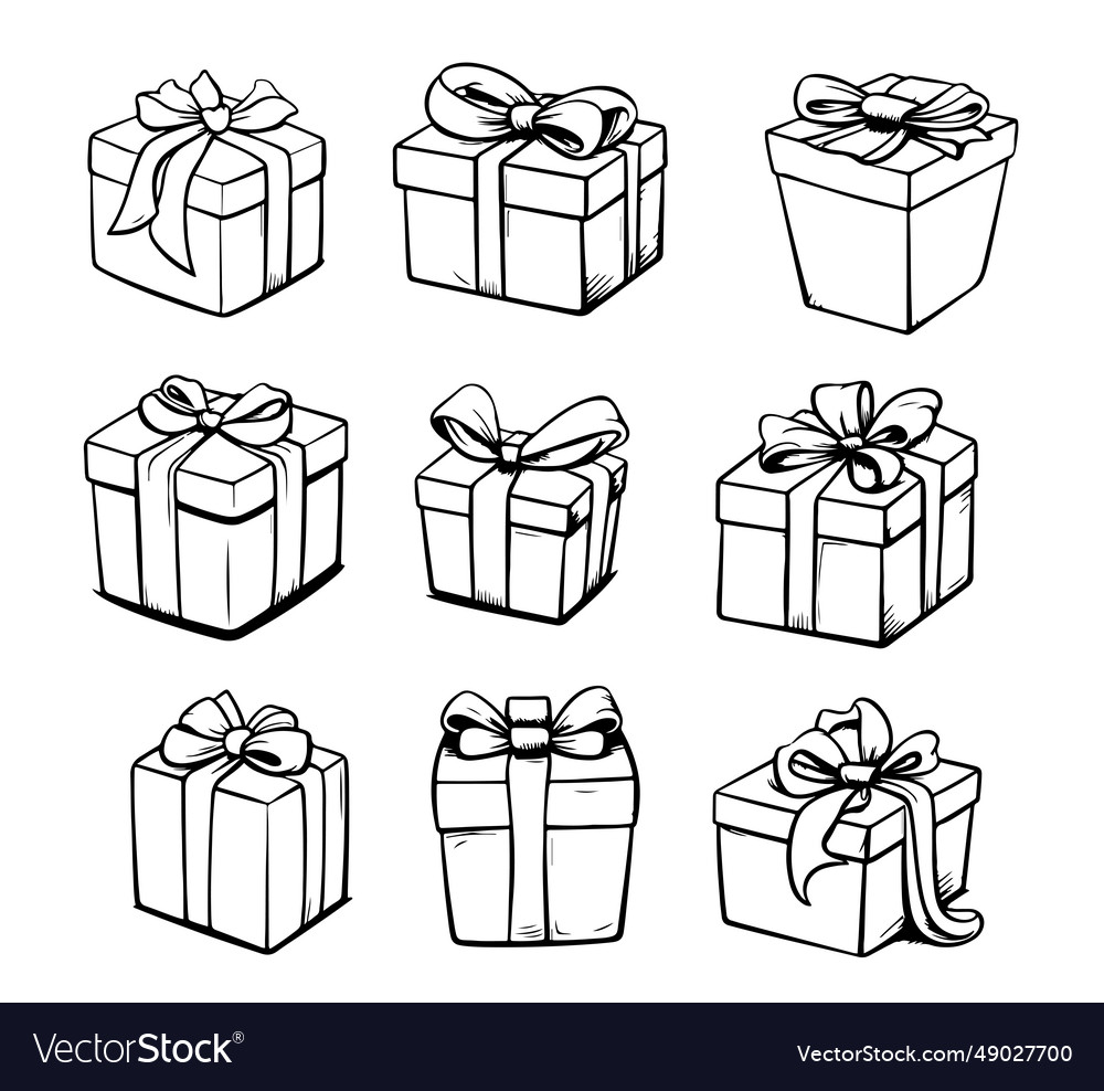 Set of gifts sketch drawn in doodle style holiday Vector Image