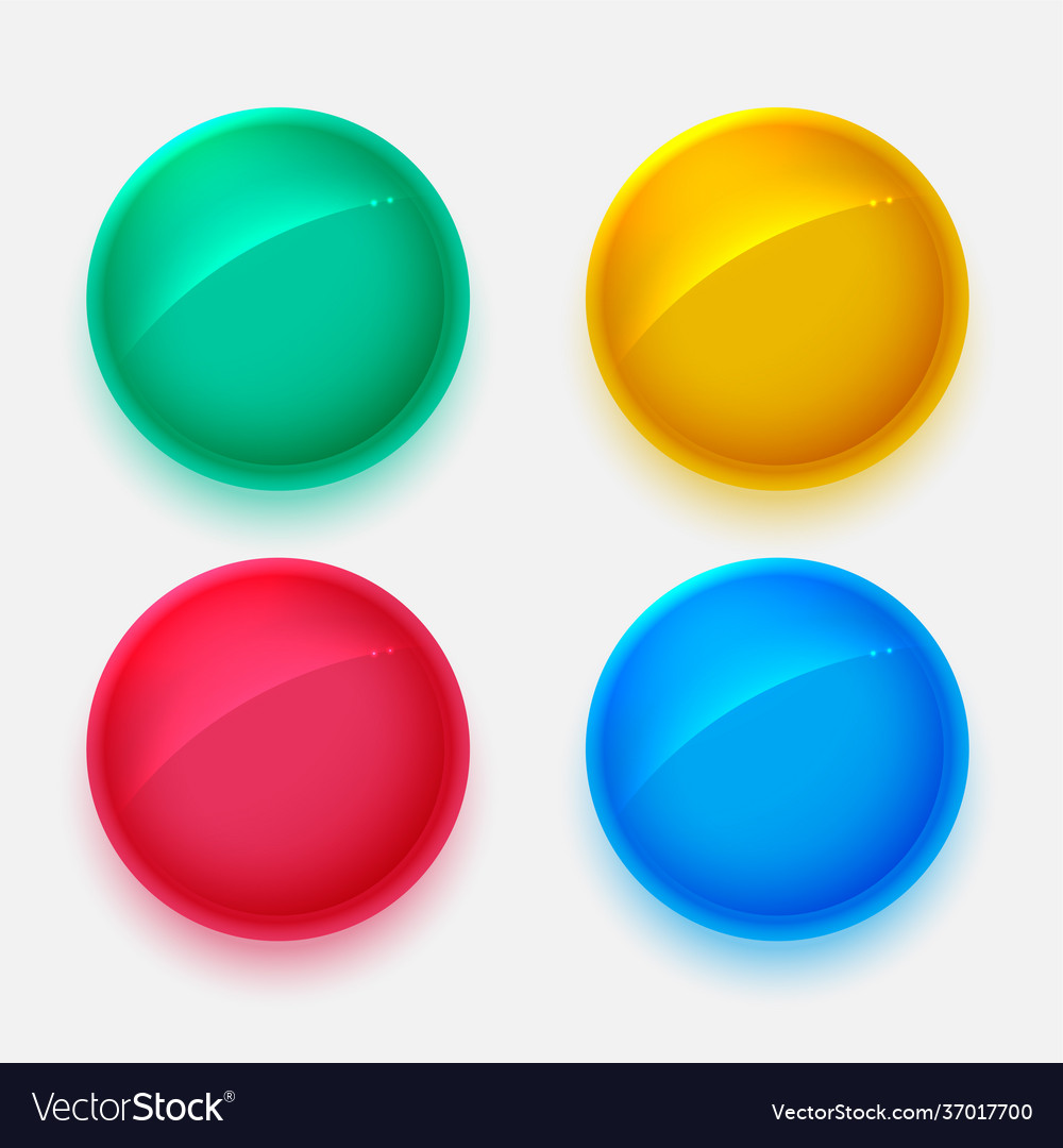 Shiny circles buttons in four colors Royalty Free Vector