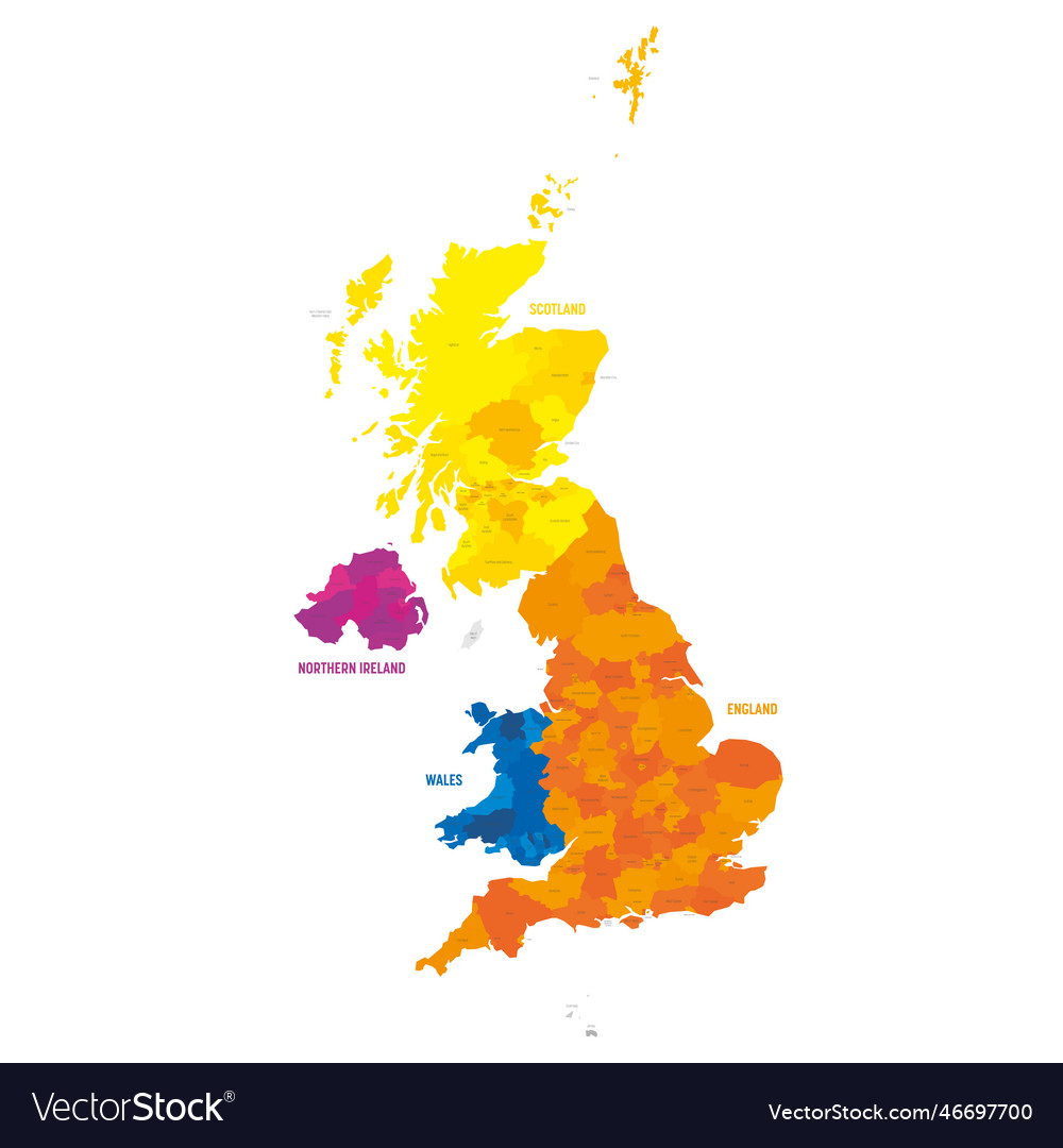 United kingdom - political map of administrative Vector Image