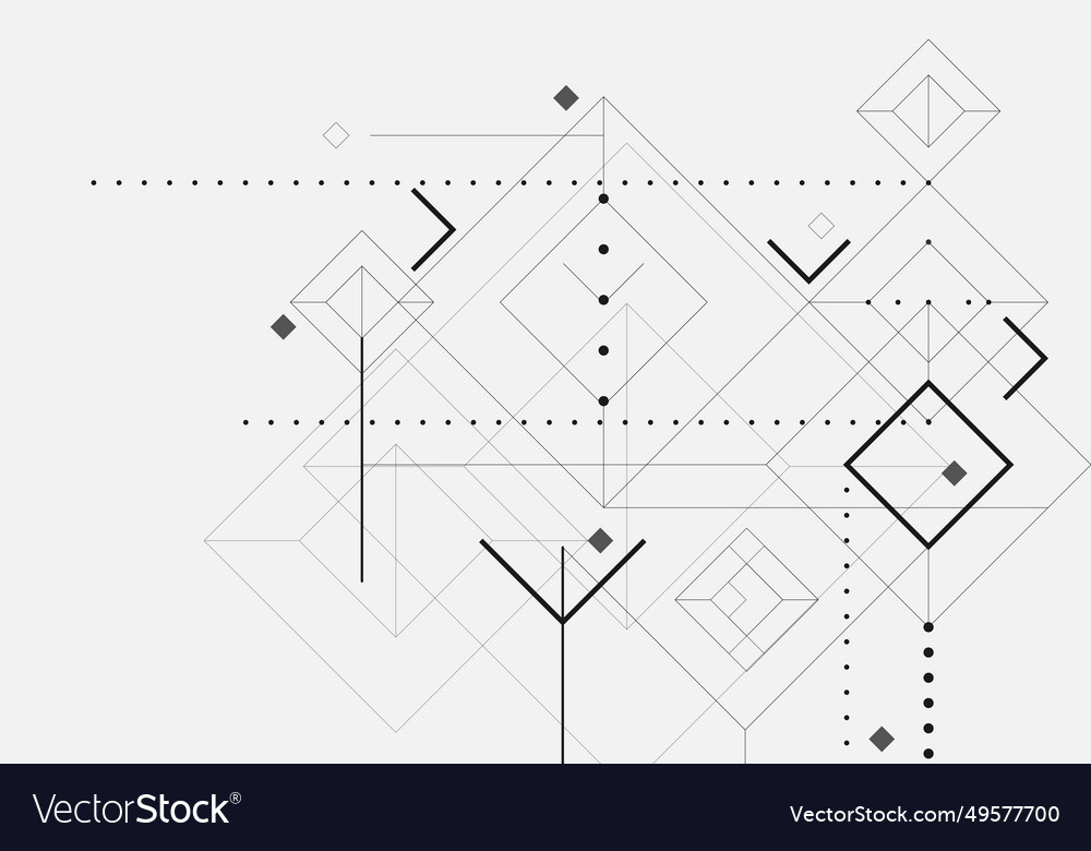 White background with lines dots squares vector image White background with lines dots squares