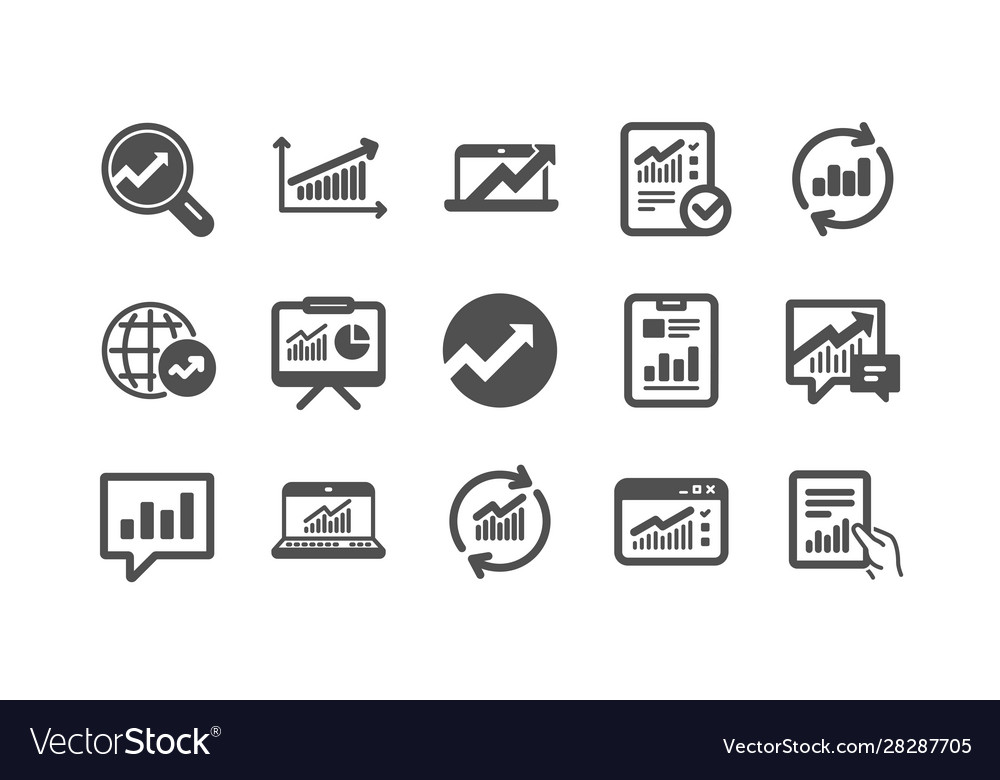 Analytics icons reports charts and graphs Vector Image