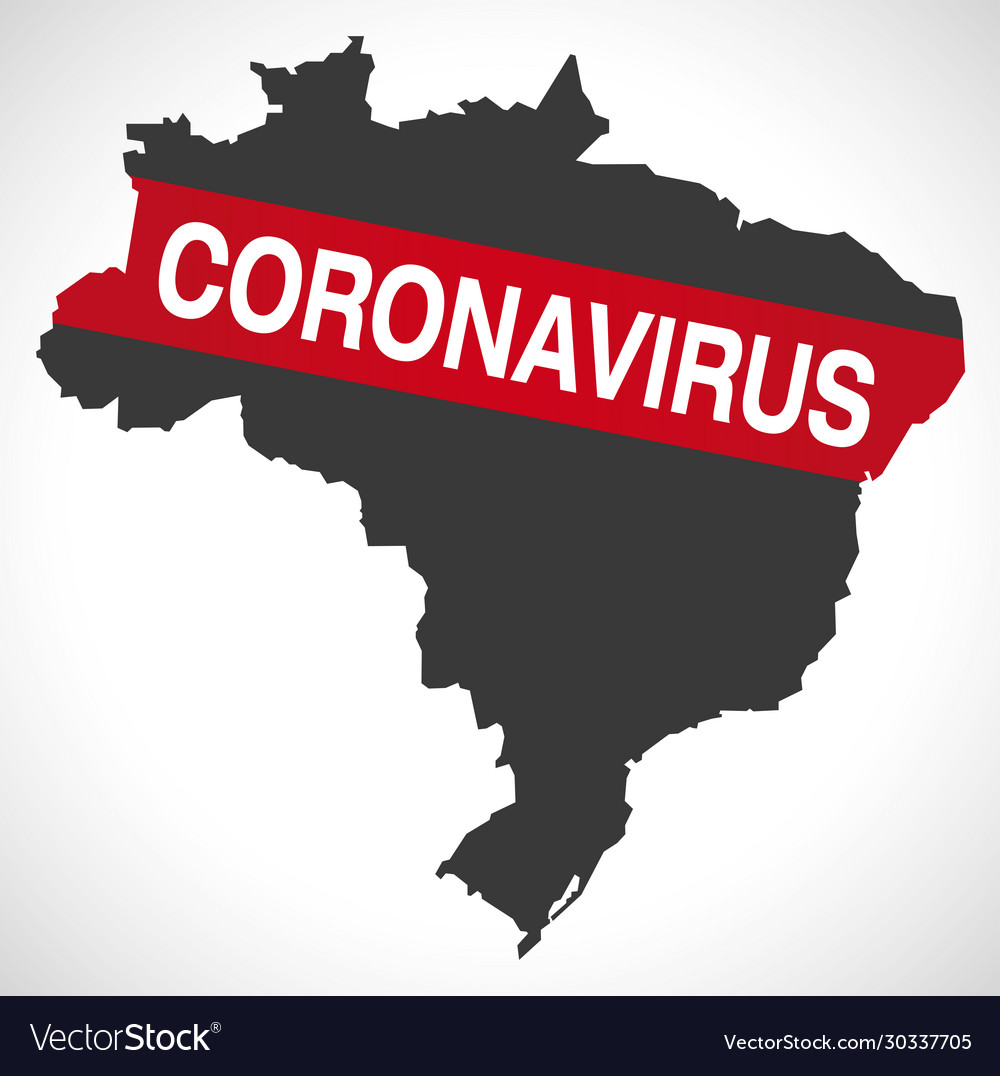 Brazil map with coronavirus warning