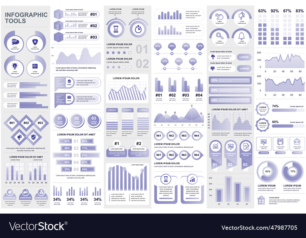 Bundle infographic elements data visualization