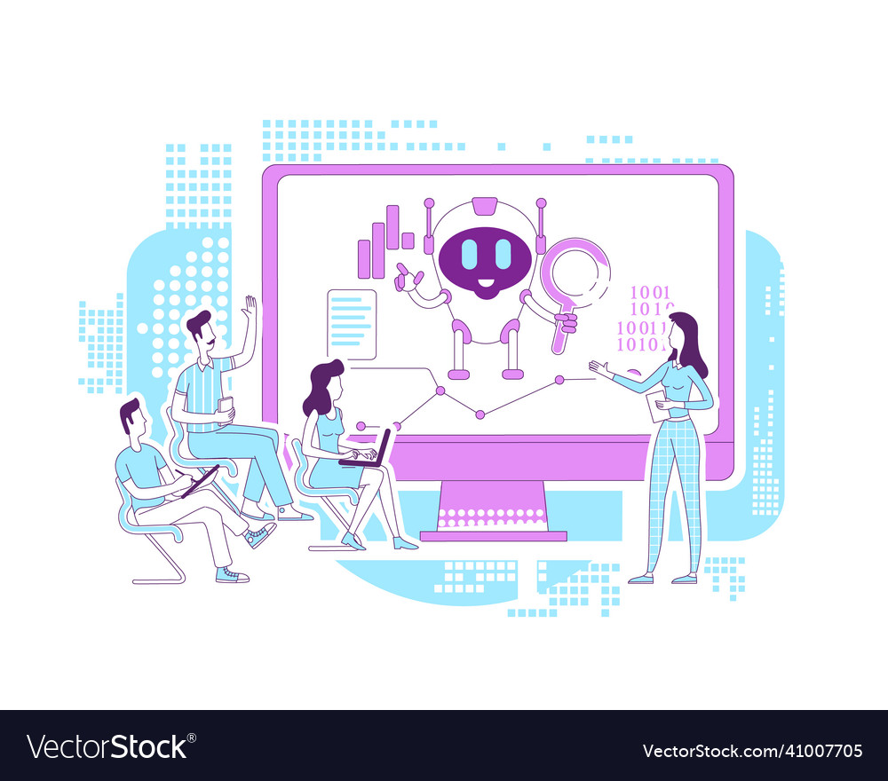 Business analytics bot thin line concept ai vector image Business analytics bot thin line concept ai