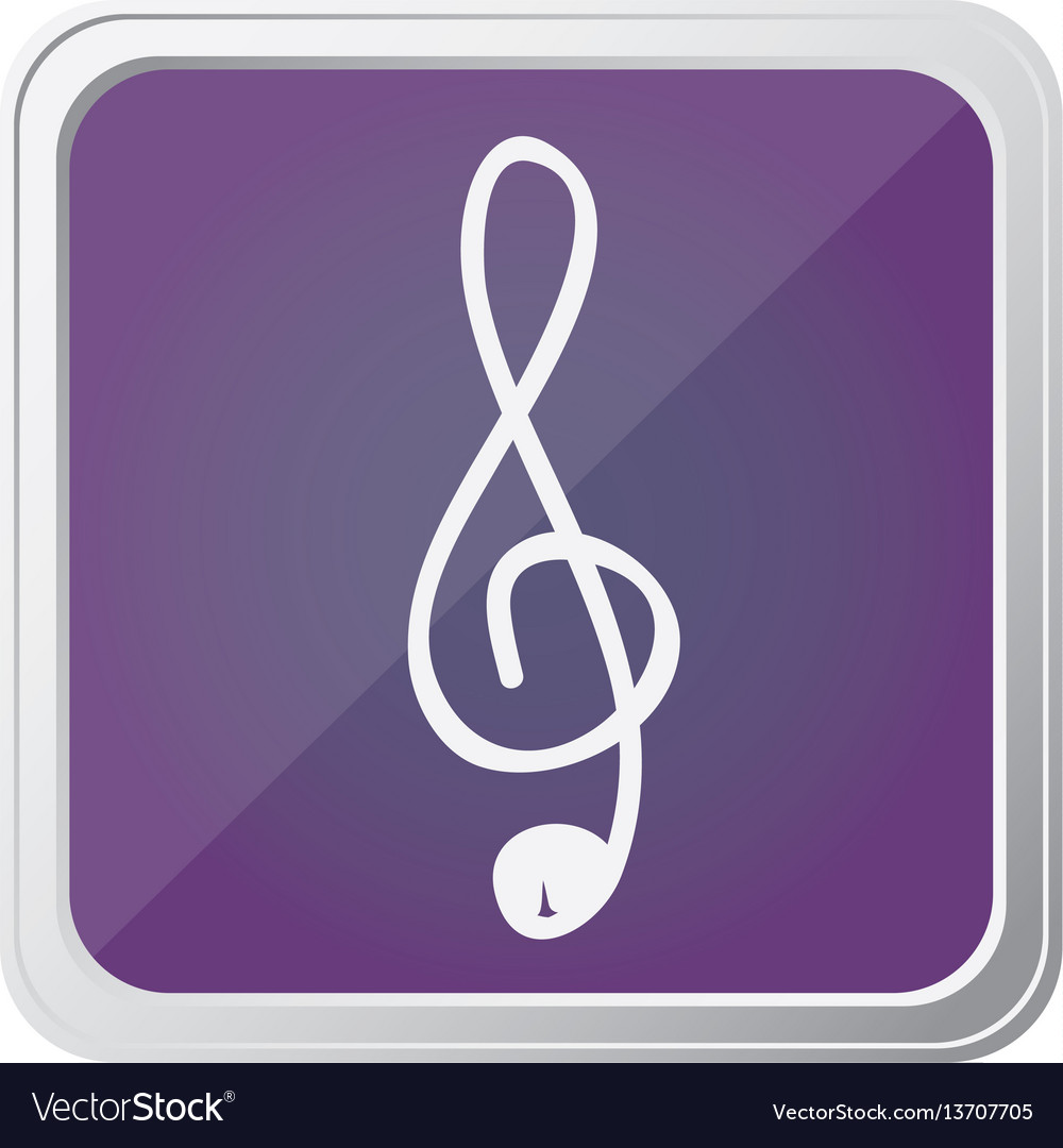 Button of sign music treble clef with background